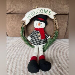 Festive Snowman Welcome Wreath - Home Decor Christmas